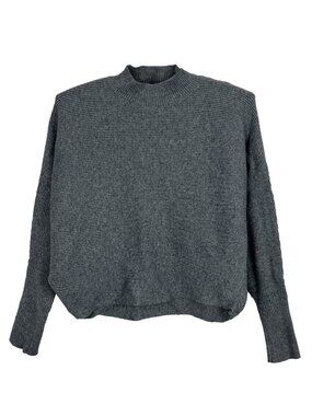 Zara Knit Womens Grey Ribbed Mockneck Cropped Sweater Small